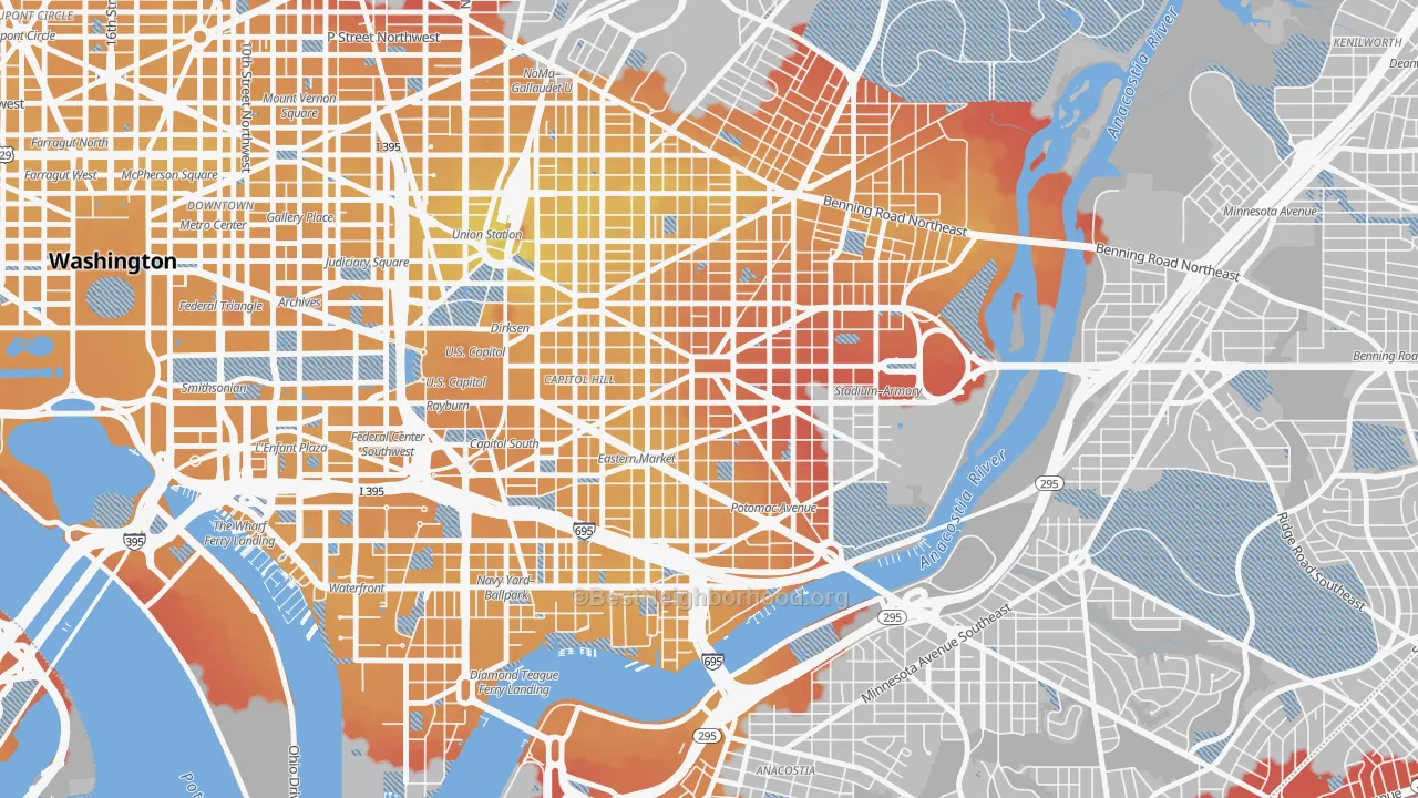 Transit Grade map of Lincoln Park, Washington, DC