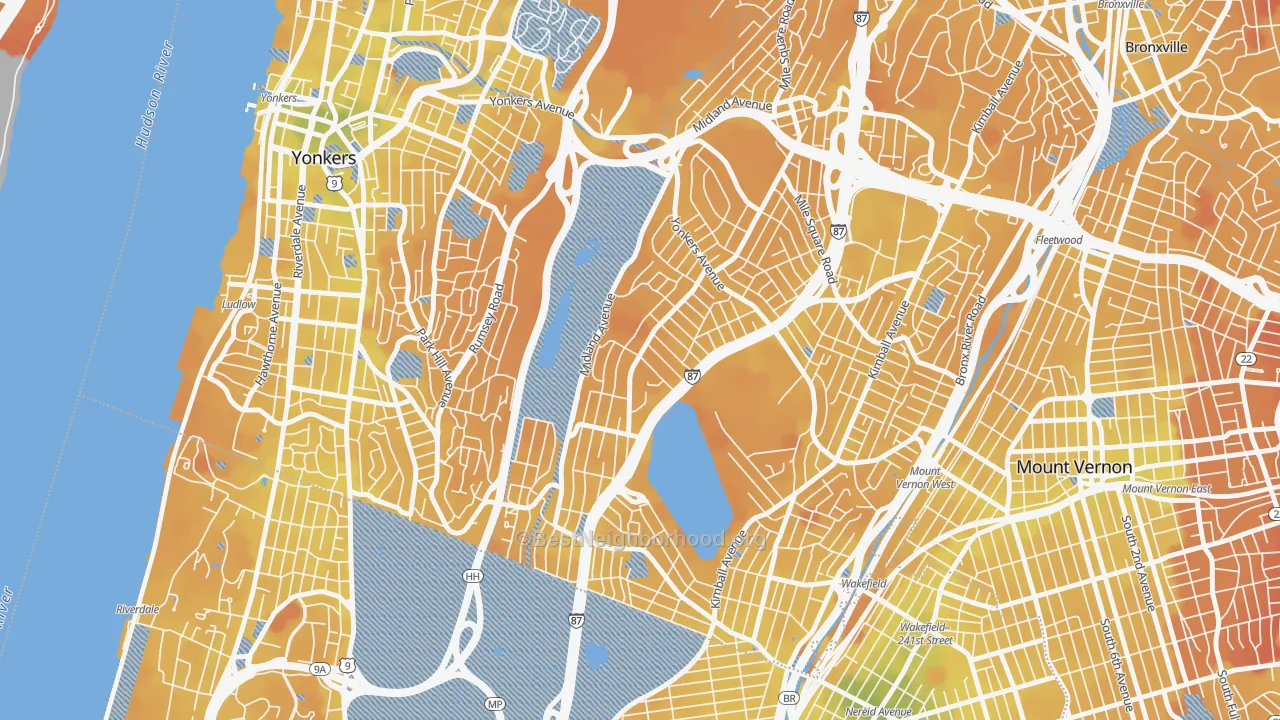 Transit Grade map of Lincoln Park, Yonkers, NY