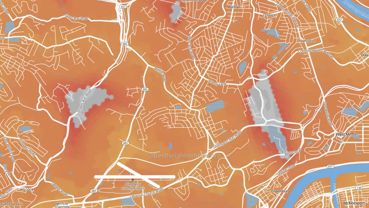 Transit Grade map of Lincoln Place, Pittsburgh, PA