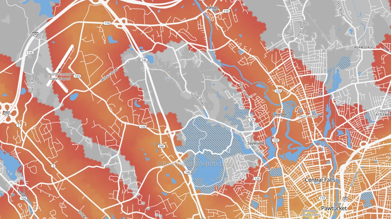 Transit Grade map of Lincoln, RI