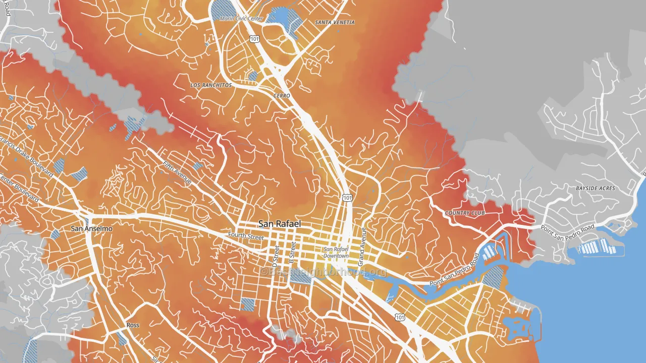 Transit Grade map of Lincoln, San Rafael, CA