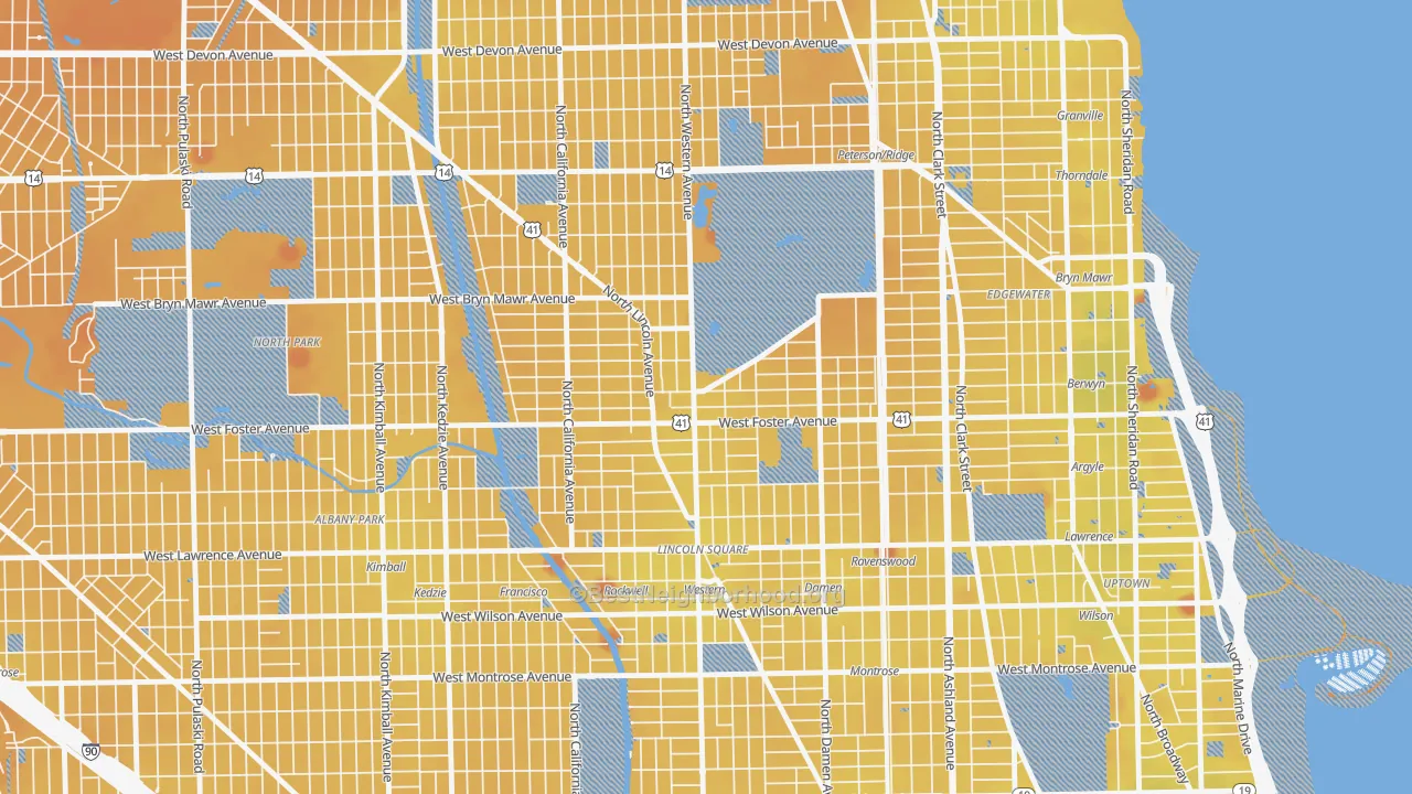 Transit Grade map of Lincoln Square, Chicago, IL