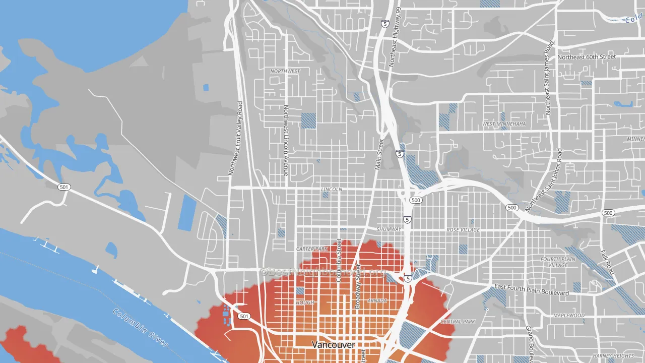 Transit Grade map of Lincoln, Vancouver, WA