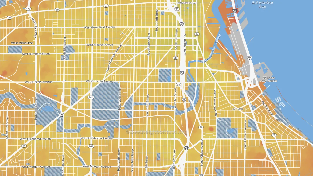Transit Grade map of Lincoln Village, Milwaukee, WI