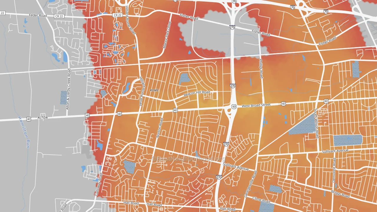 Transit Grade map of Lincoln Village, OH