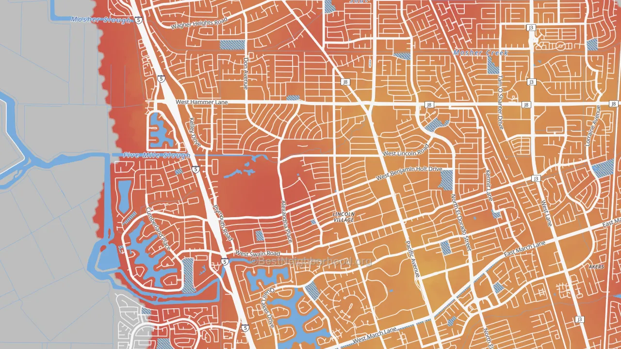 Transit Grade map of Lincoln Village Proper, Stockton, CA