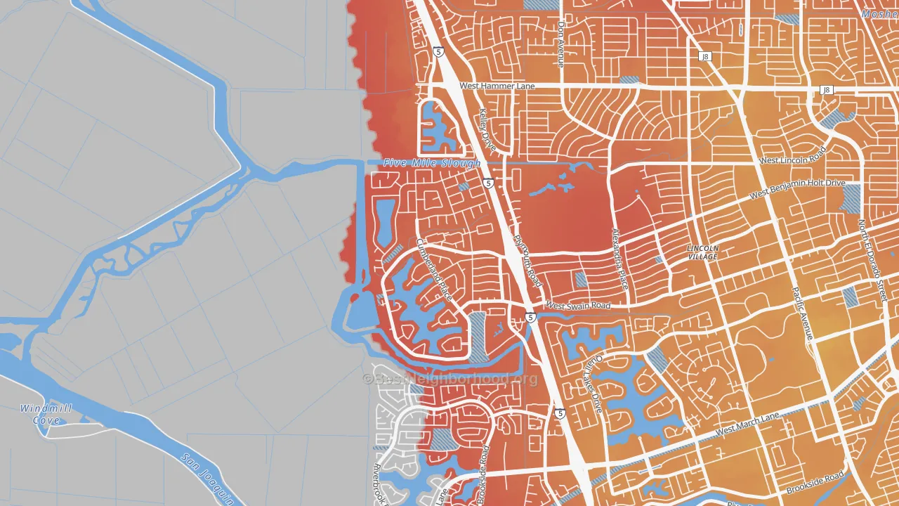 Transit Grade map of Lincoln Village West, Stockton, CA