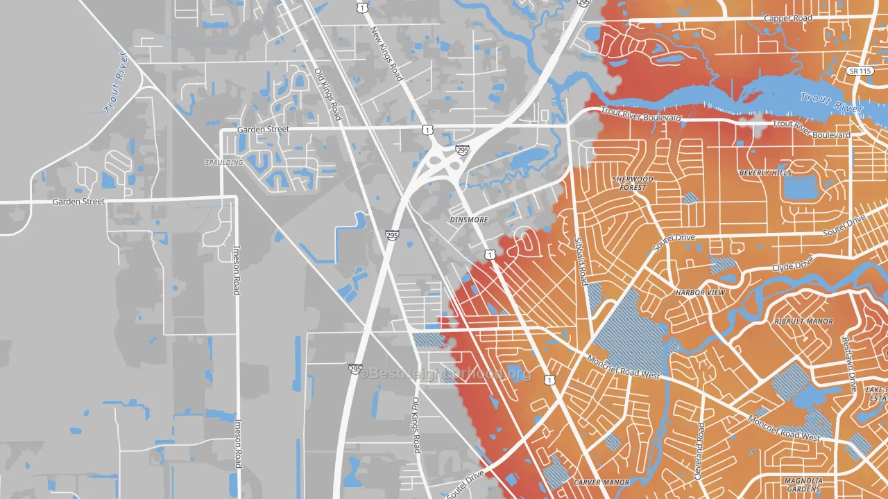 Transit Grade map of Lincoln Villas, Jacksonville, FL