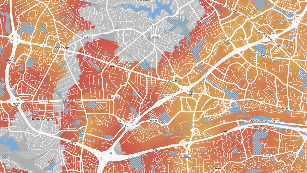 Transit Grade map of Lincolnia, VA