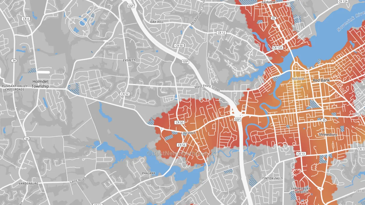 Transit Grade map of Lincroft, NJ