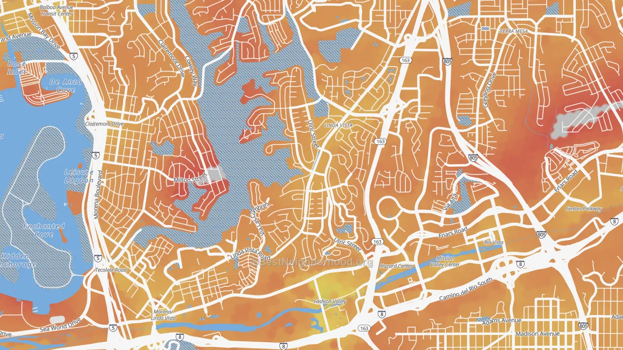 Transit Grade map of Linda Vista, San Diego, CA