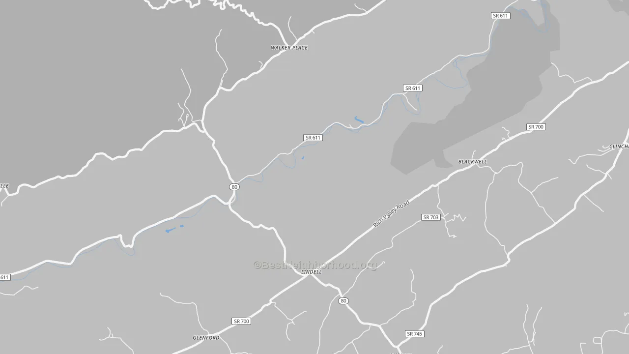 Transit Grade map of Lindell, VA