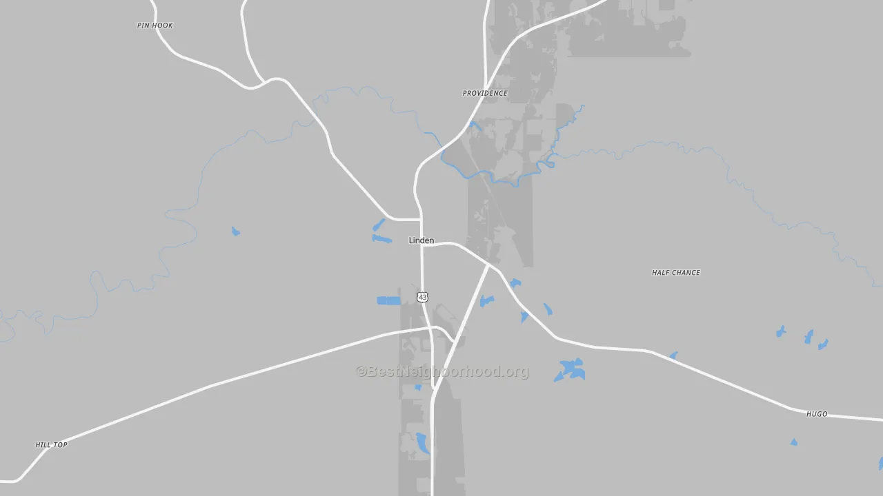 Transit Grade map of Linden, AL