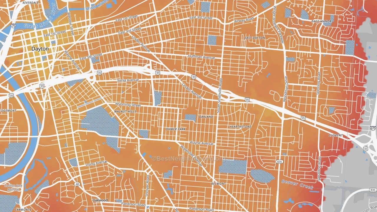 Transit Grade map of Linden Heights, Dayton, OH