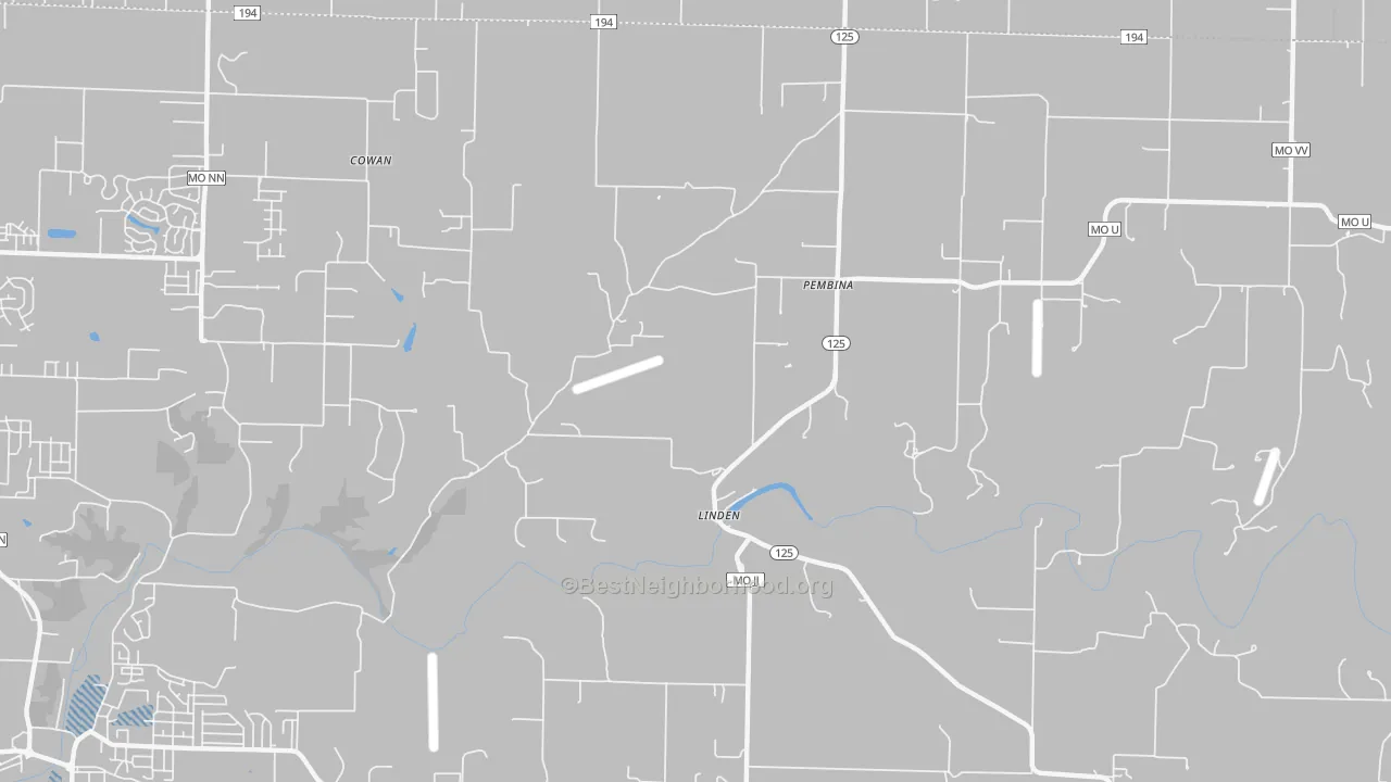 Transit Grade map of Linden, MO