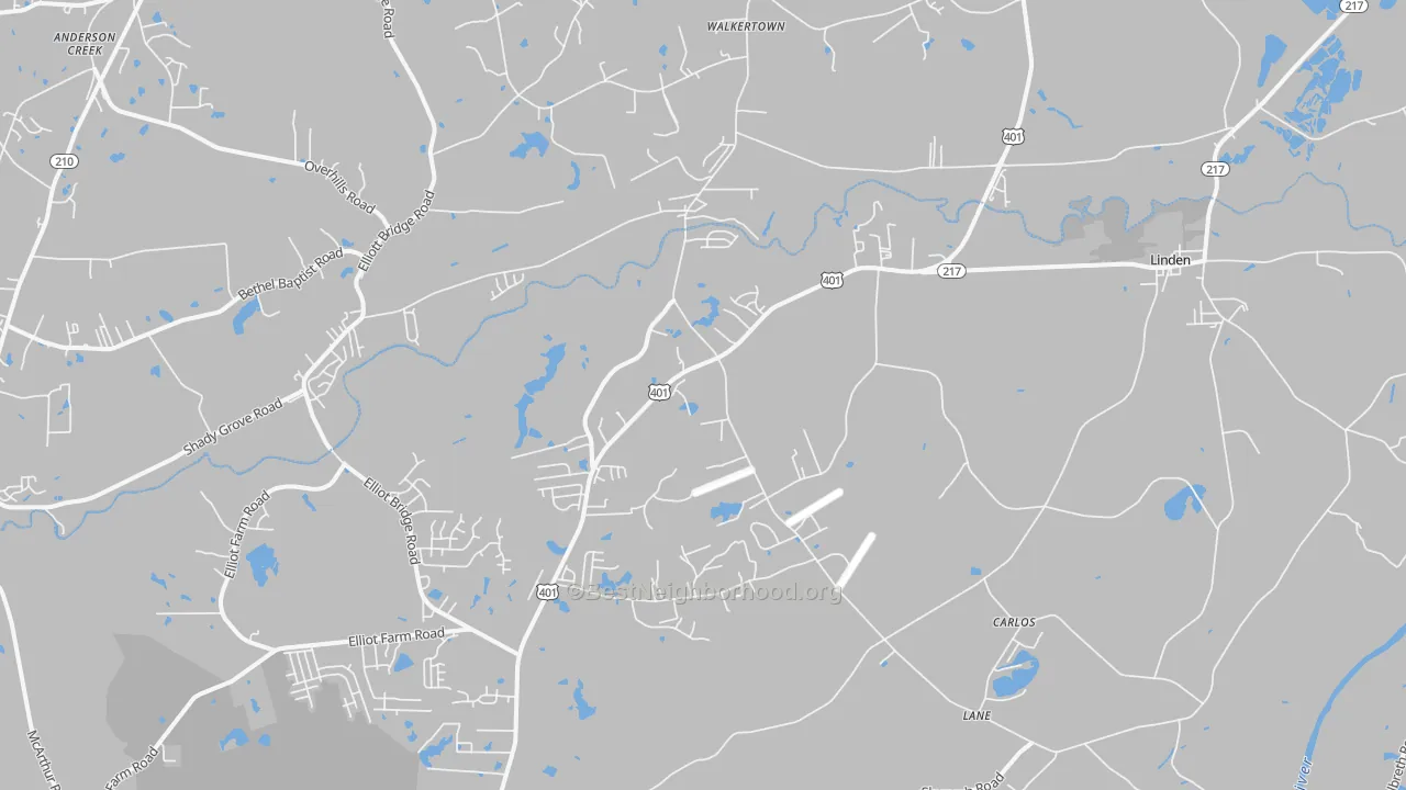 Transit Grade map of Linden, NC