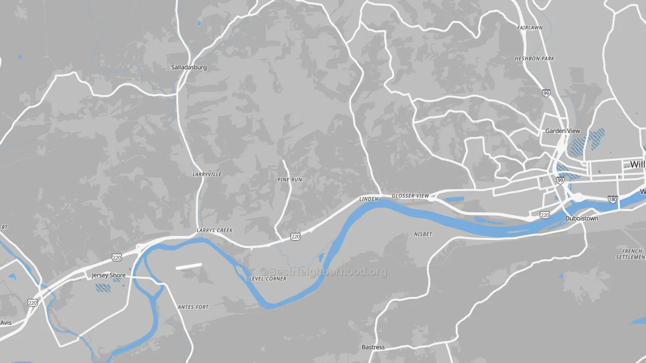 Transit Grade map of Linden, PA