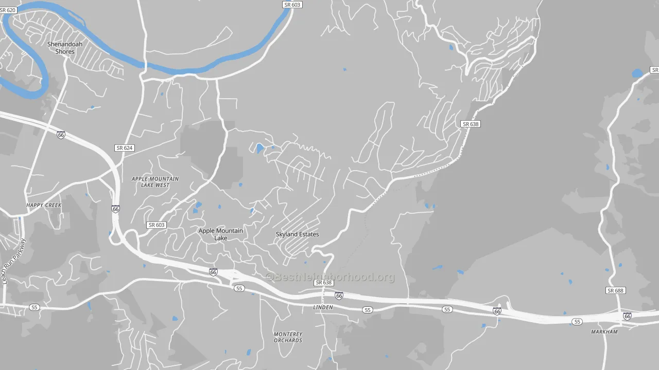 Transit Grade map of Linden, VA