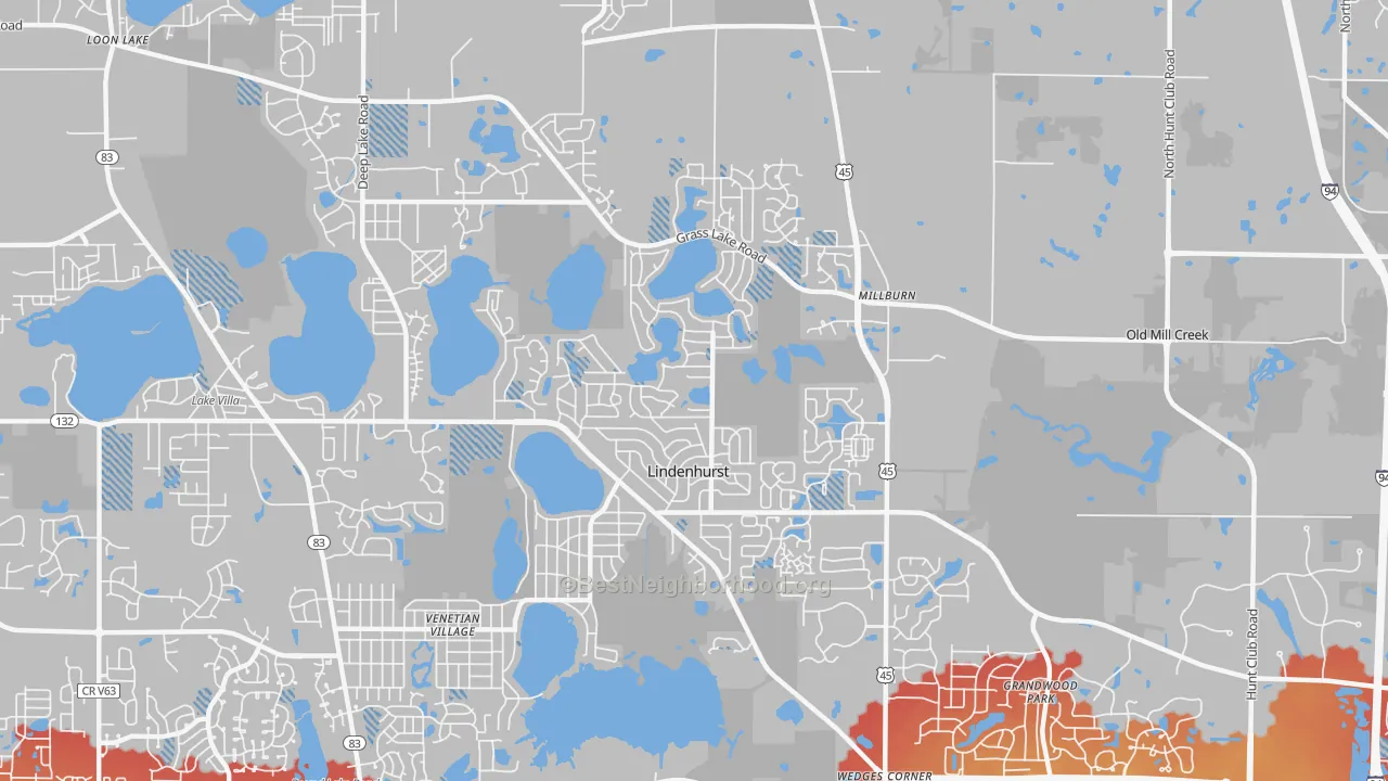 Transit Grade map of Lindenhurst, IL