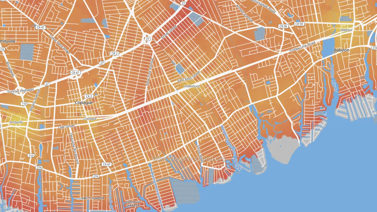 Transit Grade map of Lindenhurst, NY