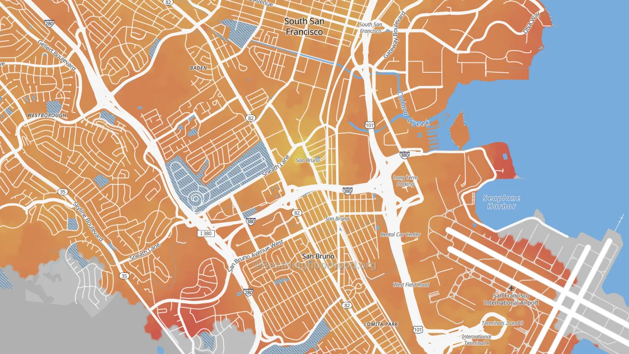 Transit Grade map of Lindenville, South San Francisco, CA