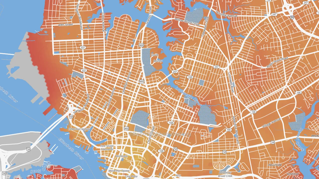 Transit Grade map of Lindenwood, Norfolk, VA