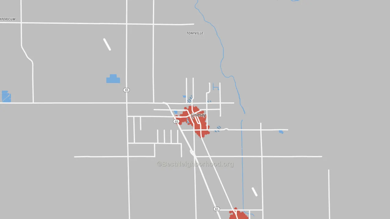 Transit Grade map of Lindsay, CA