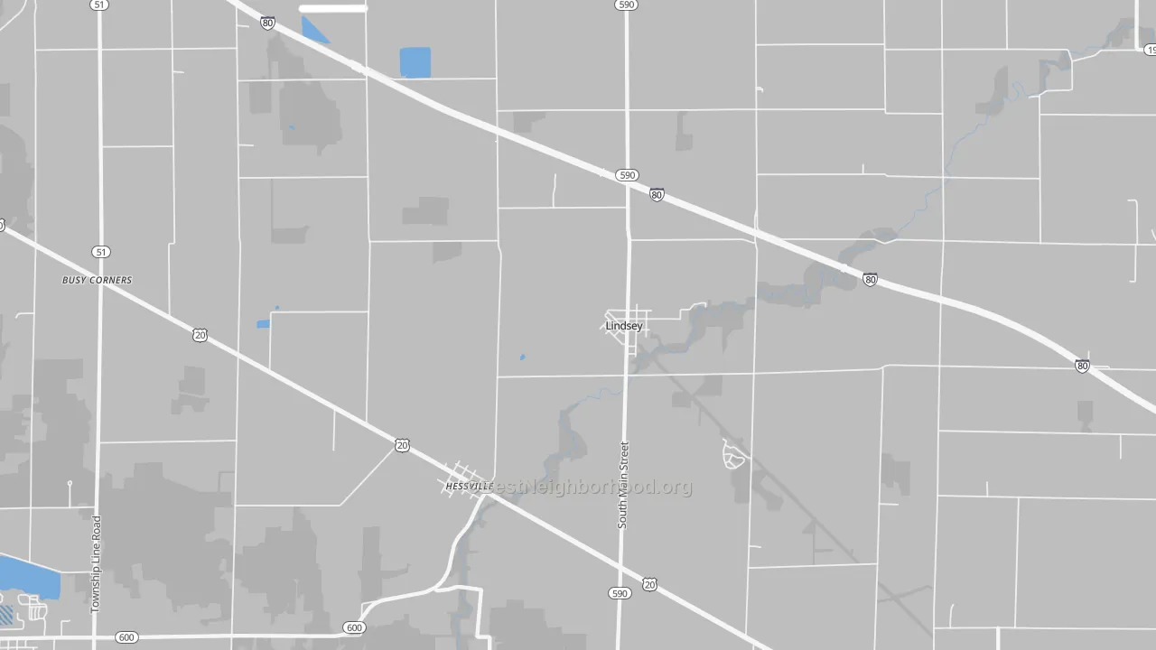 Transit Grade map of Lindsey, OH