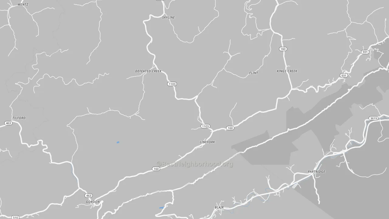 Transit Grade map of Linefork, KY