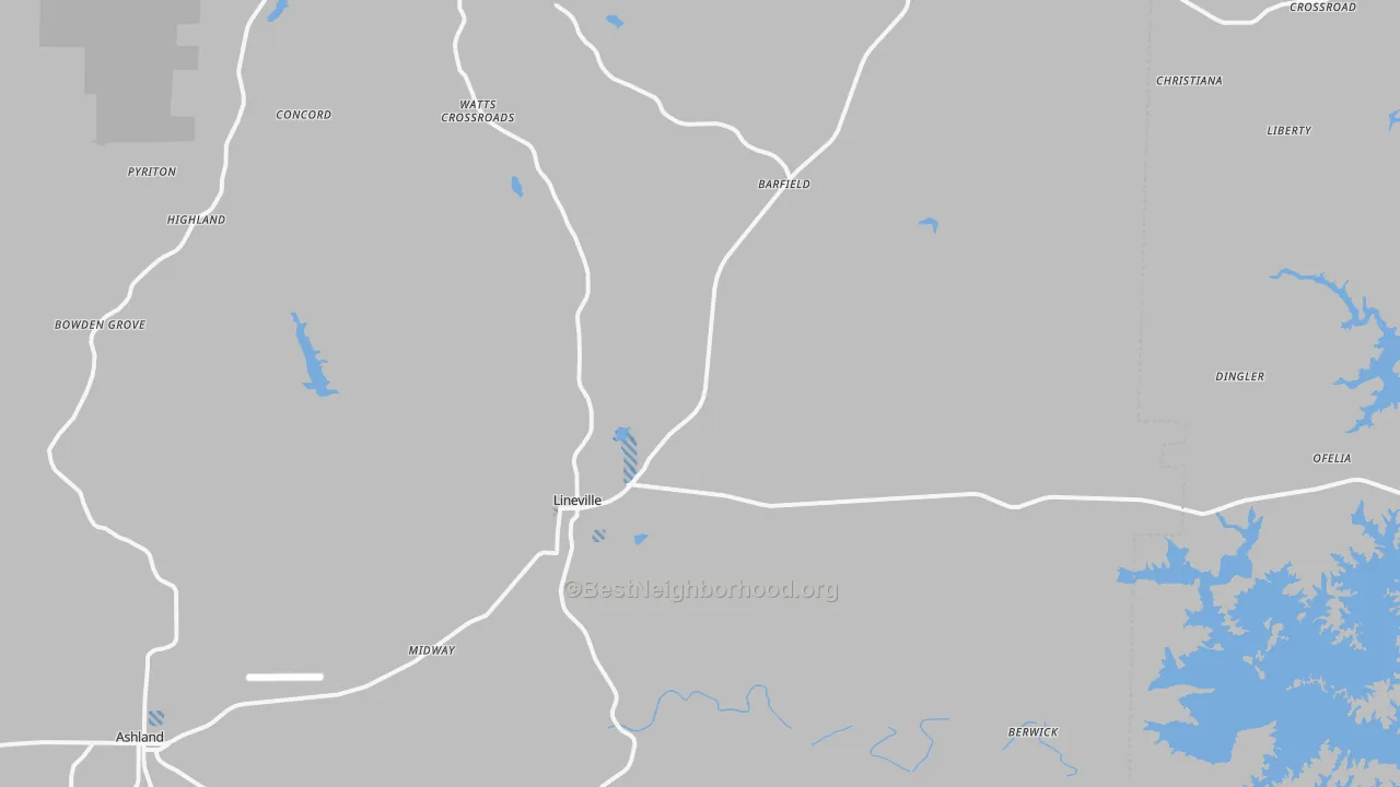 Transit Grade map of Lineville, AL