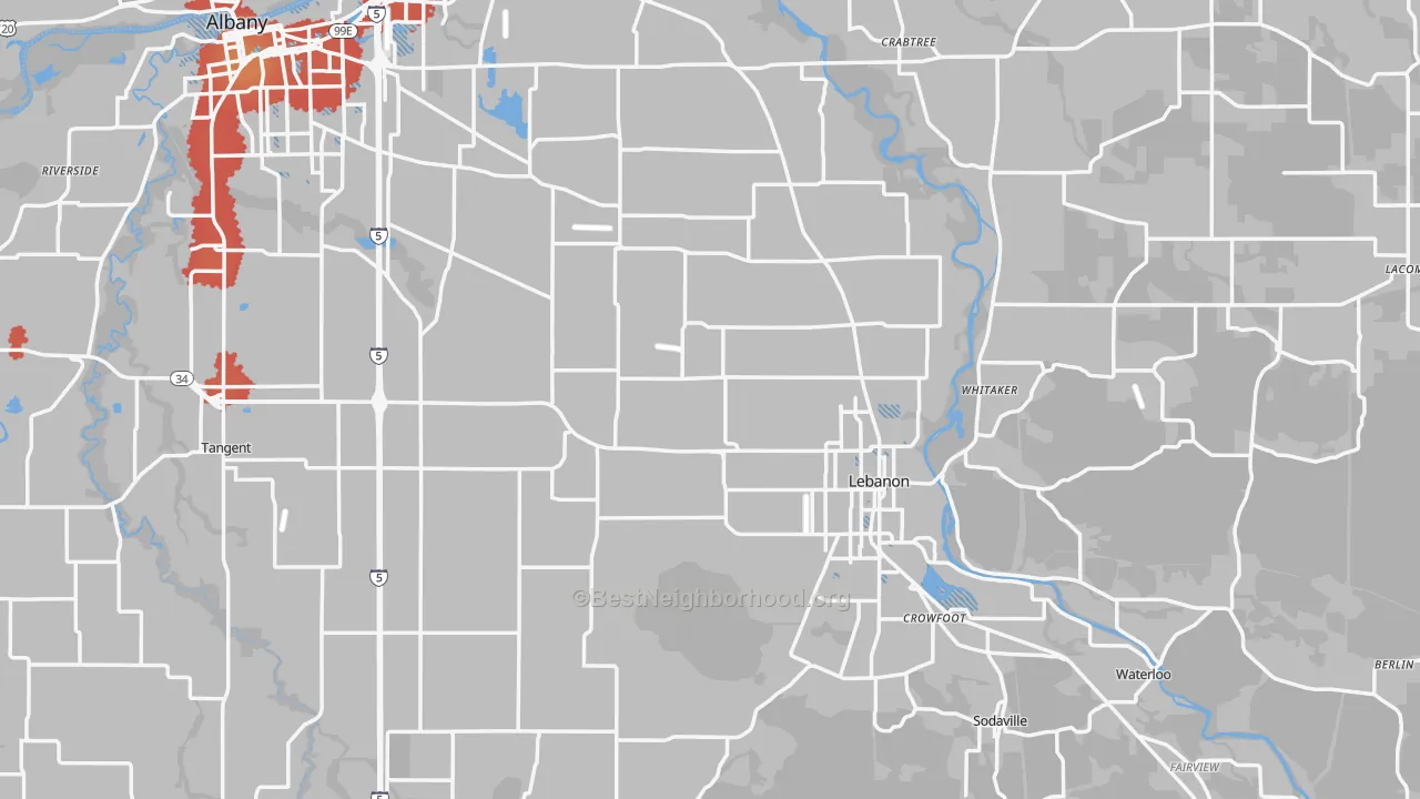 Transit Grade map of Linn County, OR