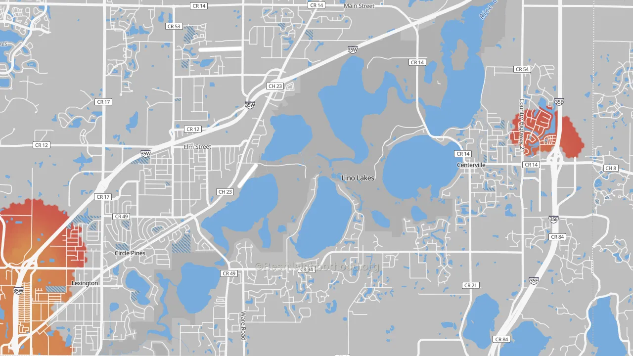Transit Grade map of Lino Lakes, MN