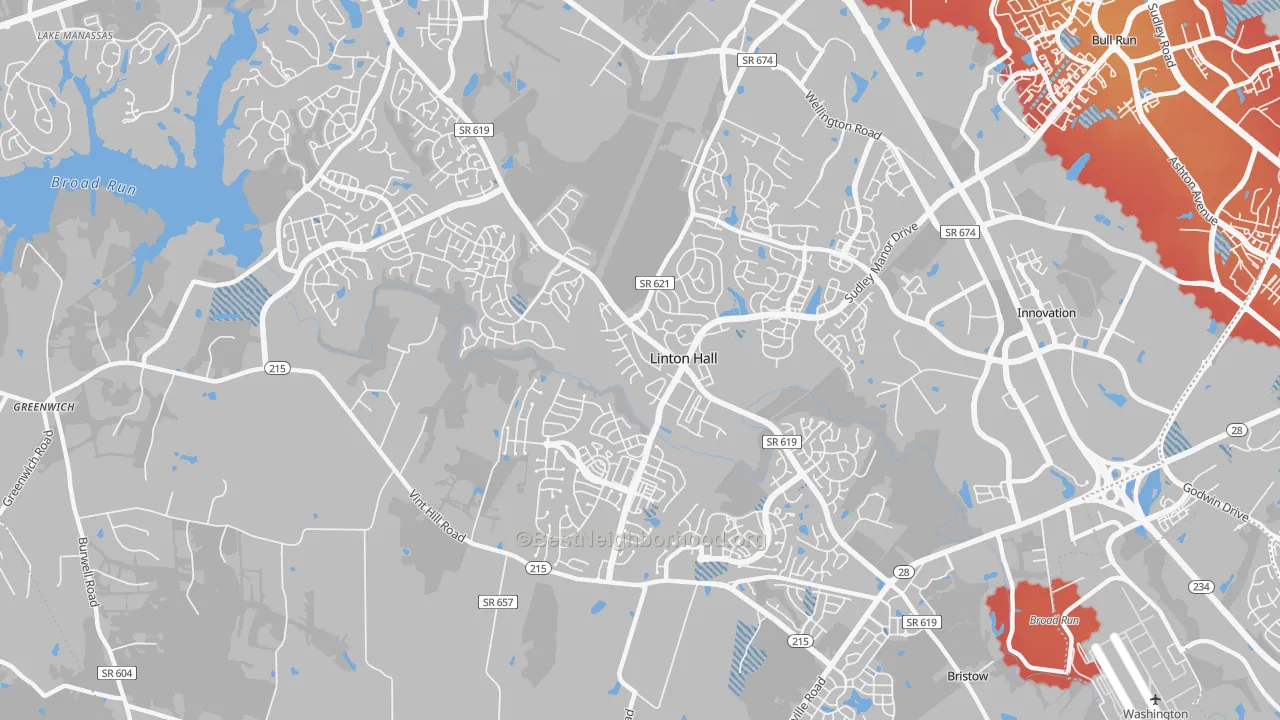 Transit Grade map of Linton Hall, VA