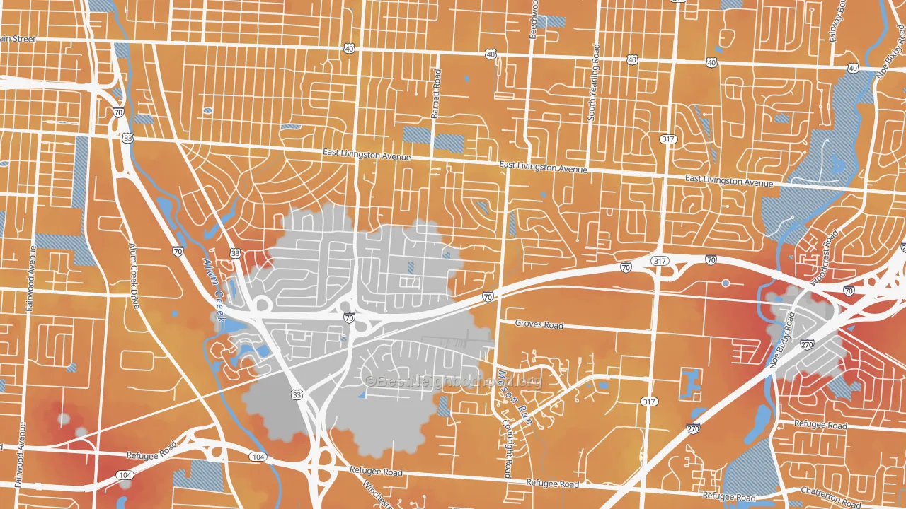 Transit Grade map of Linwood, Columbus, OH