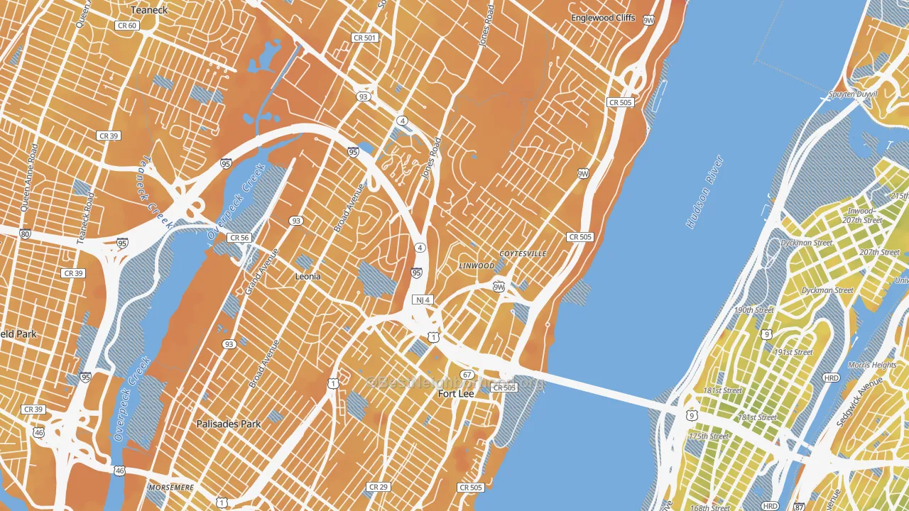 Transit Grade map of Linwood, Fort Lee, NJ