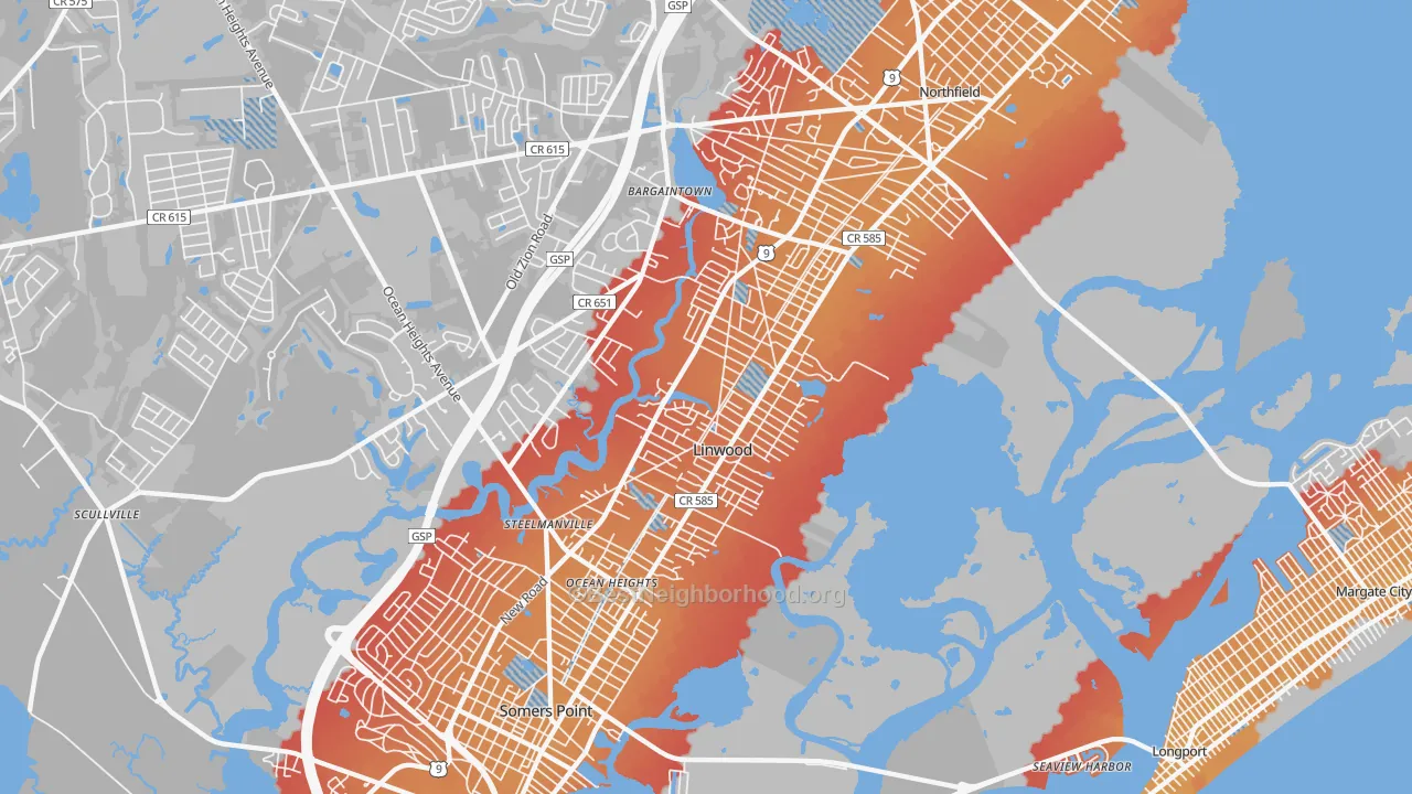 Transit Grade map of Linwood, NJ