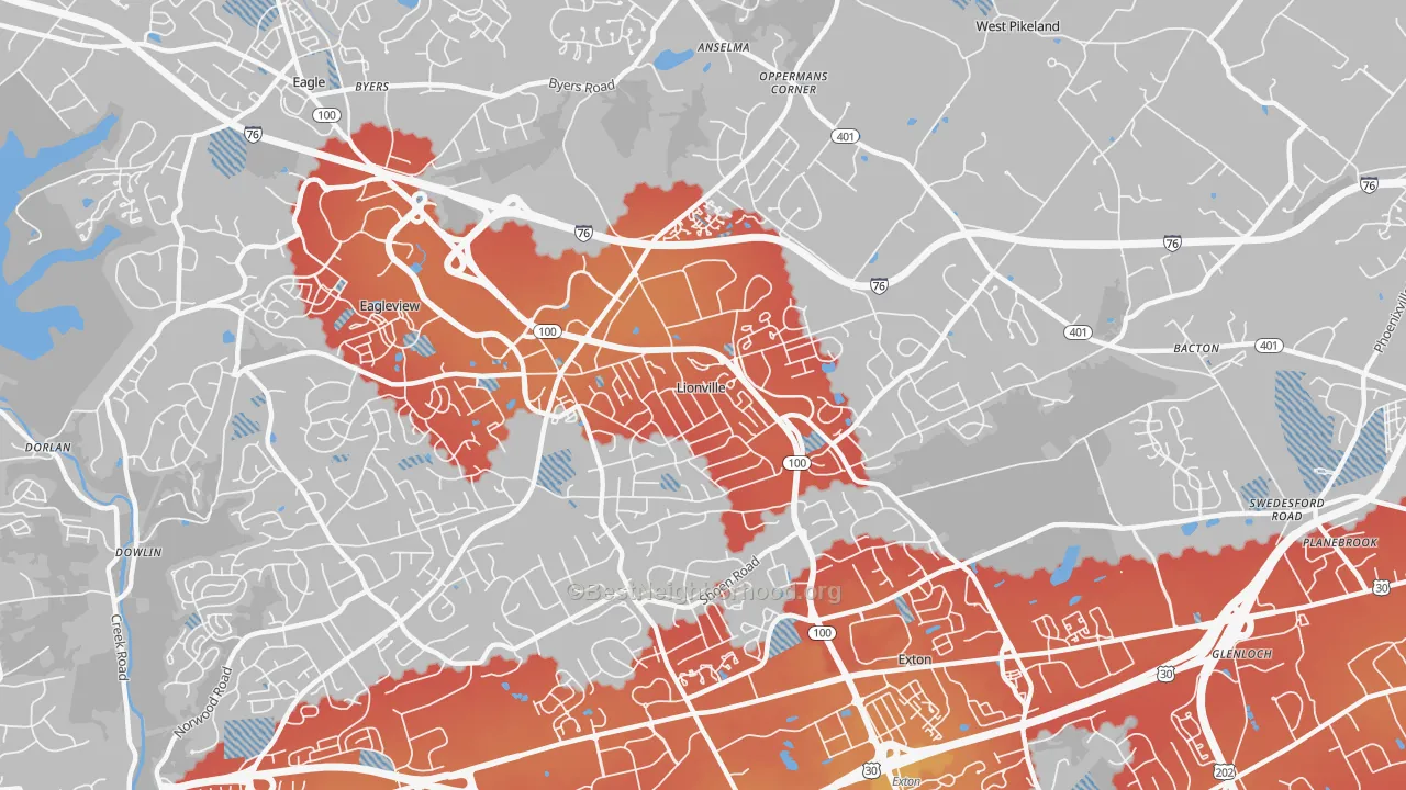 Transit Grade map of Lionville, PA