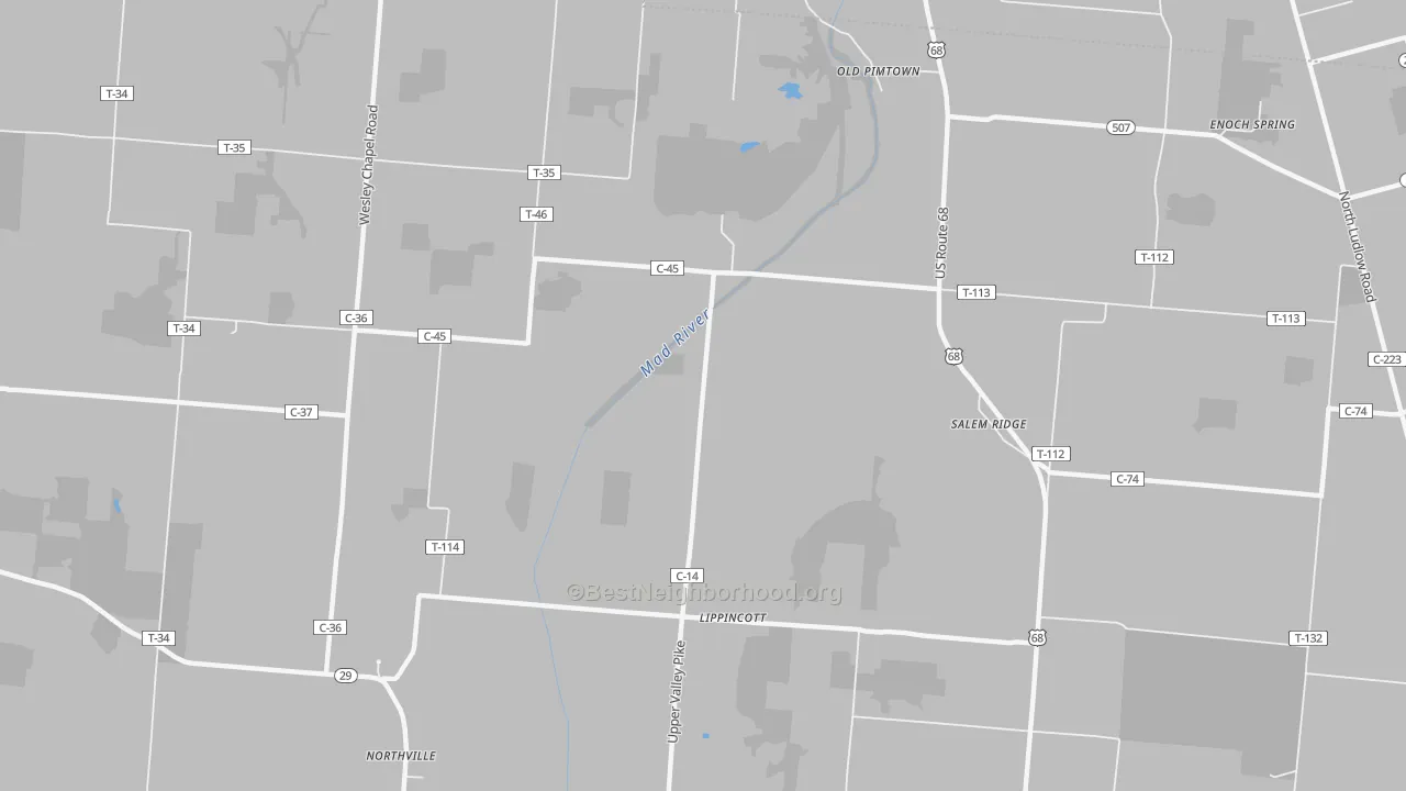 Transit Grade map of Lippincotts, OH
