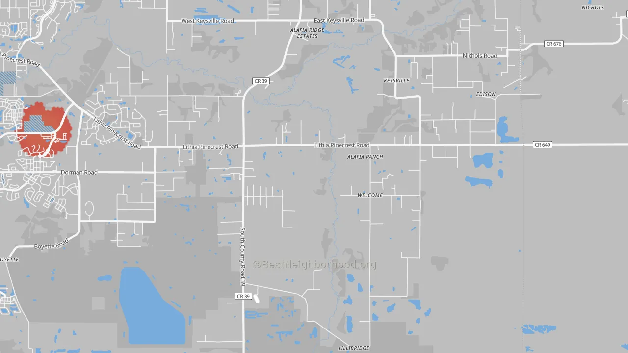 Transit Grade map of Lithia, FL