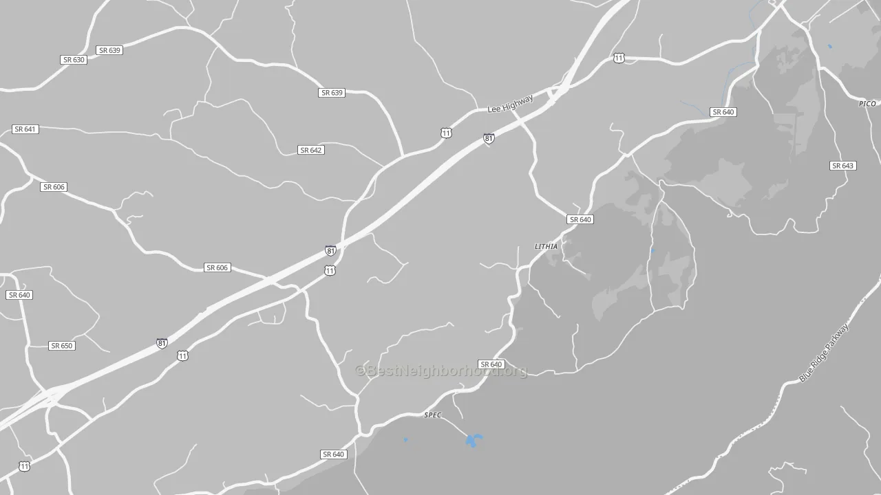 Transit Grade map of Lithia, VA