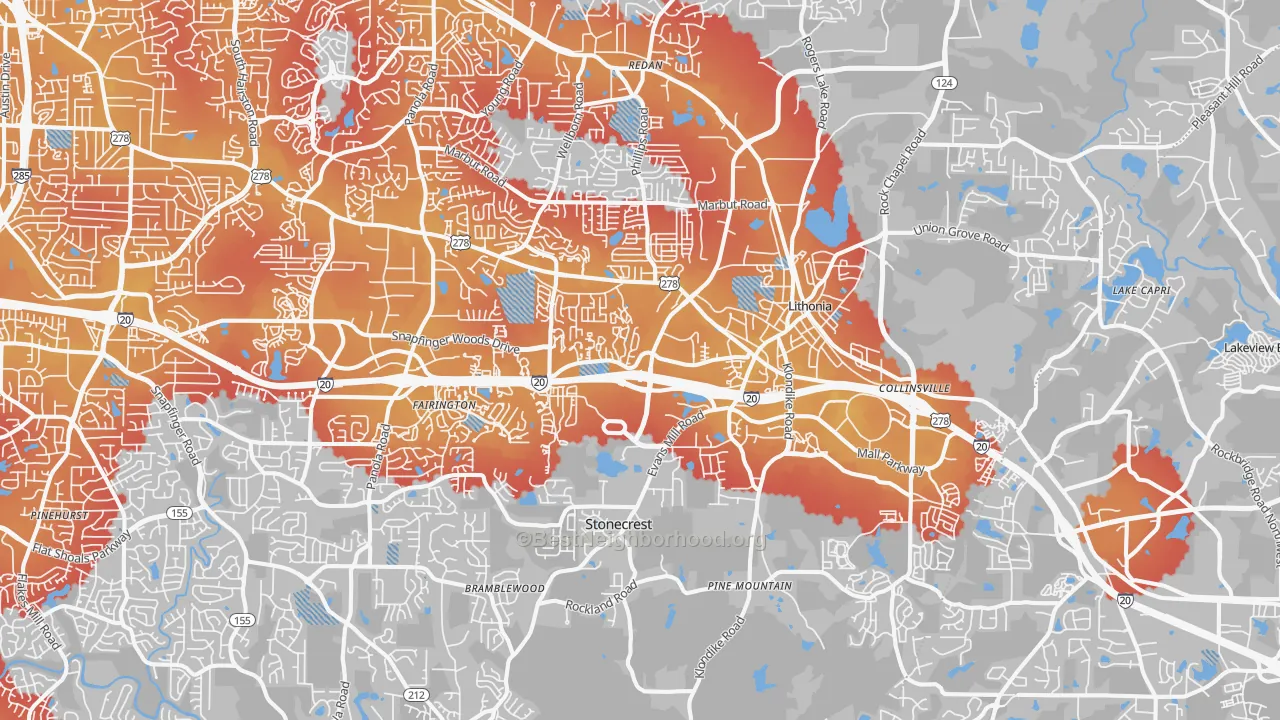 Transit Grade map of Lithonia, GA
