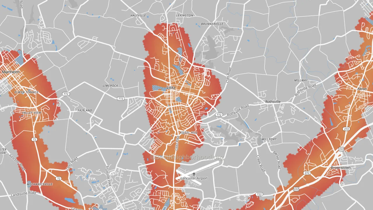 Transit Grade map of Lititz, PA