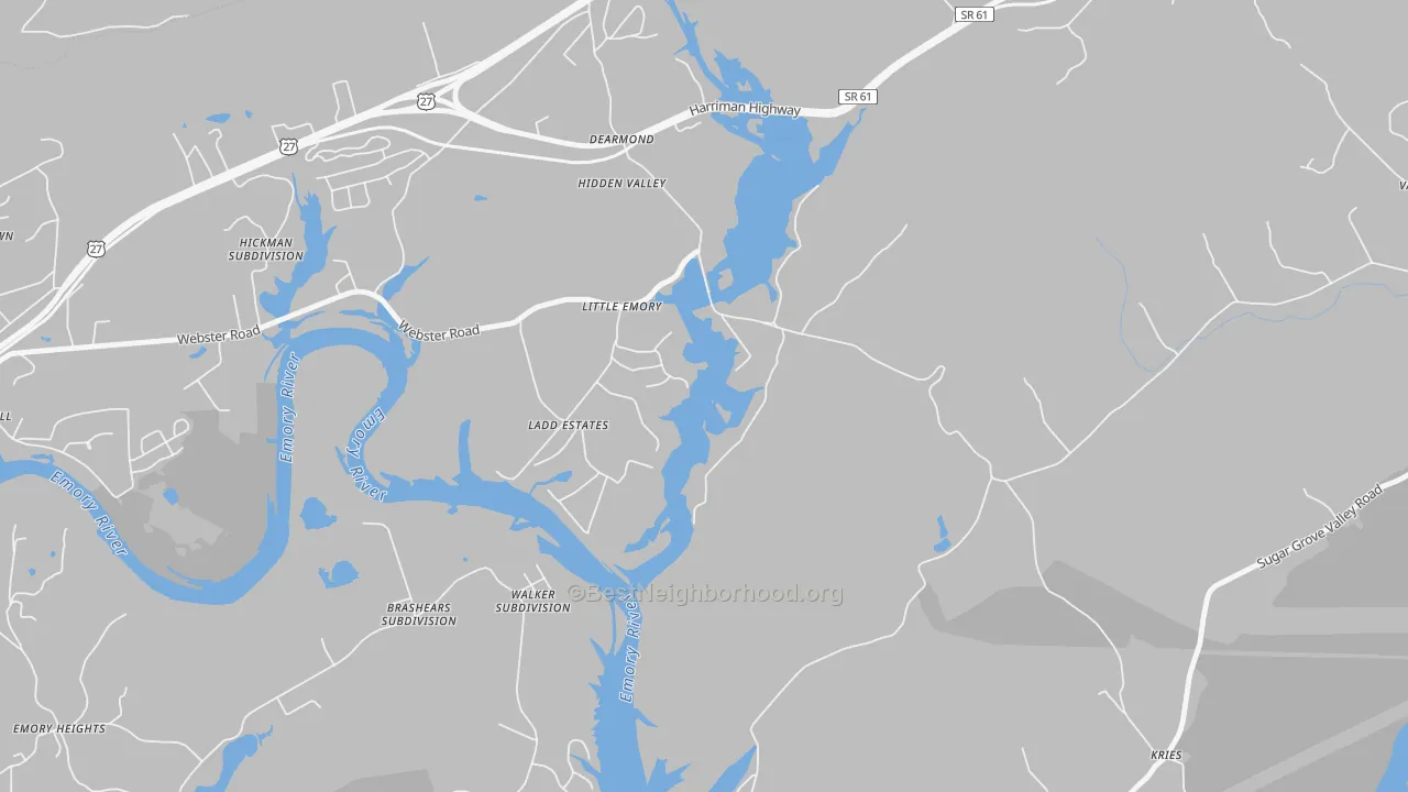 Transit Grade map of Little Emory, TN