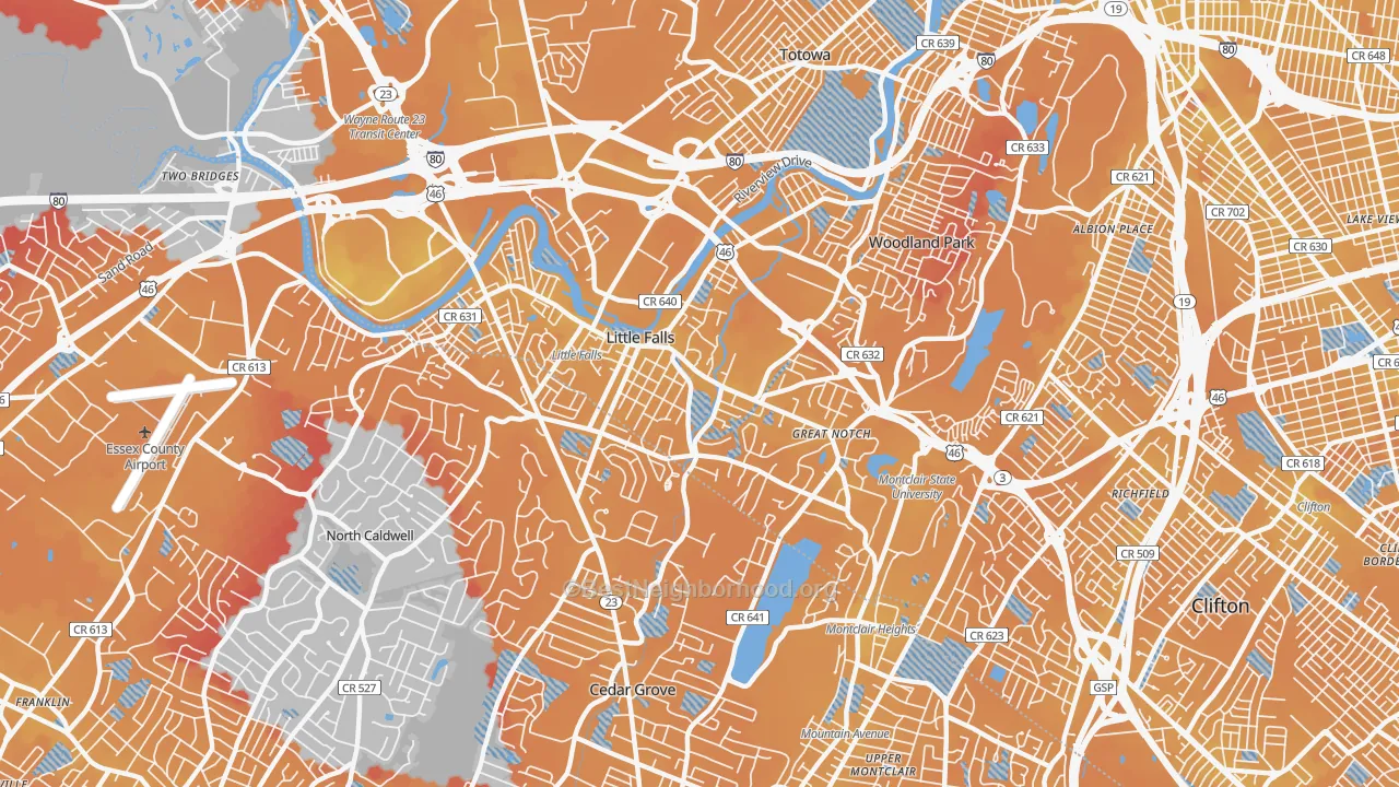 Transit Grade map of Little Falls, NJ