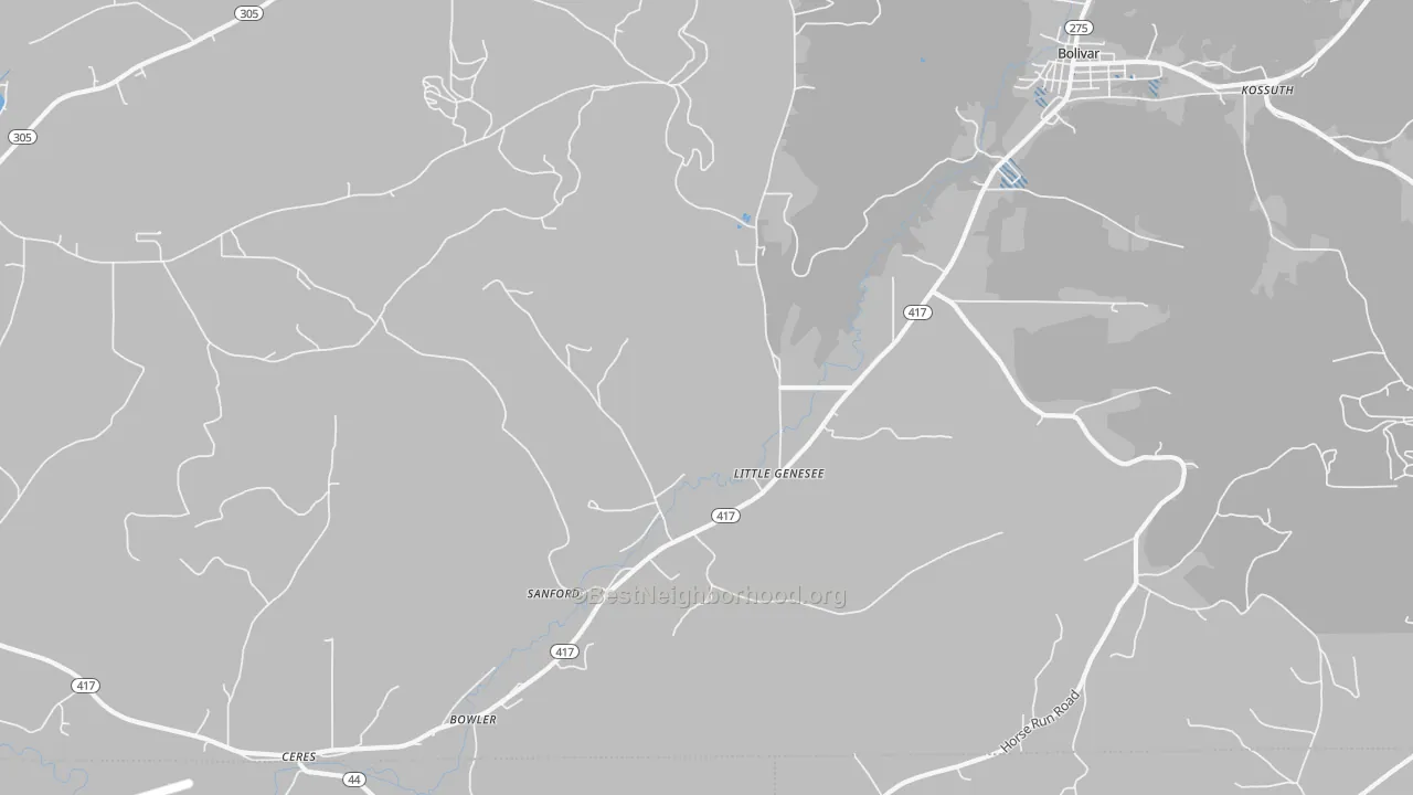 Transit Grade map of Little Genesee, NY