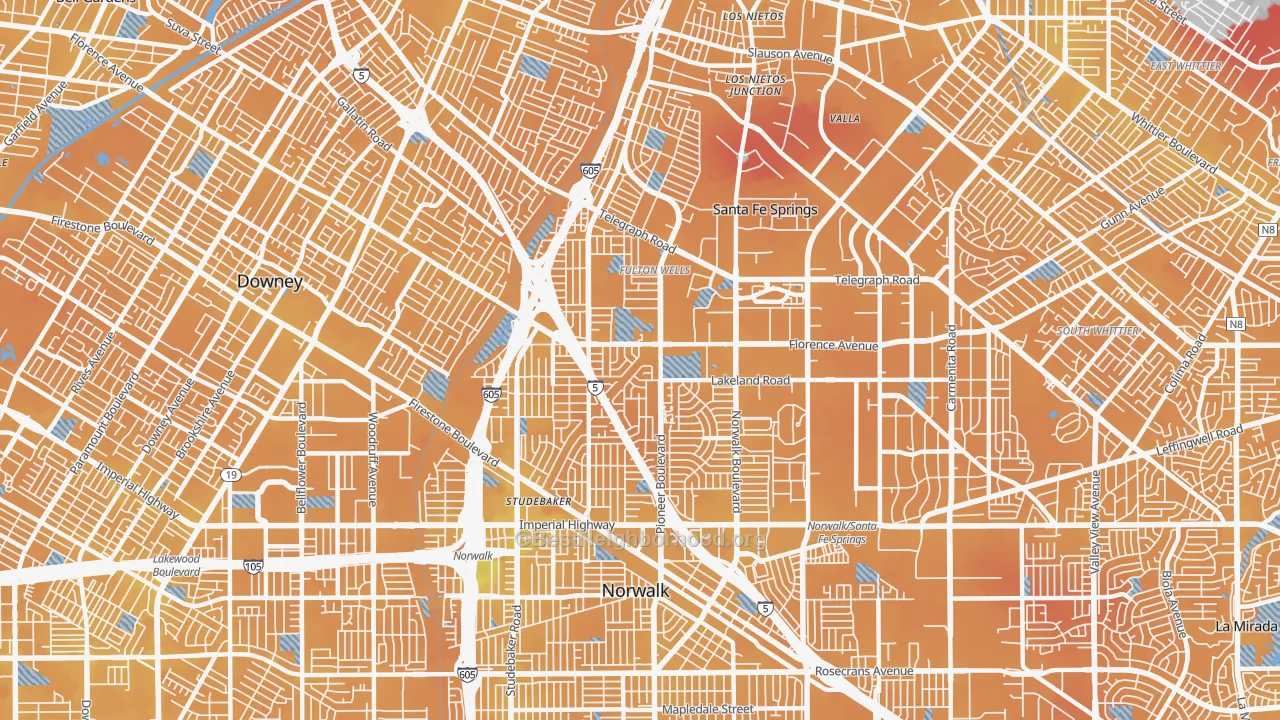 Transit Grade map of Little Lake City, Santa Fe Springs, CA