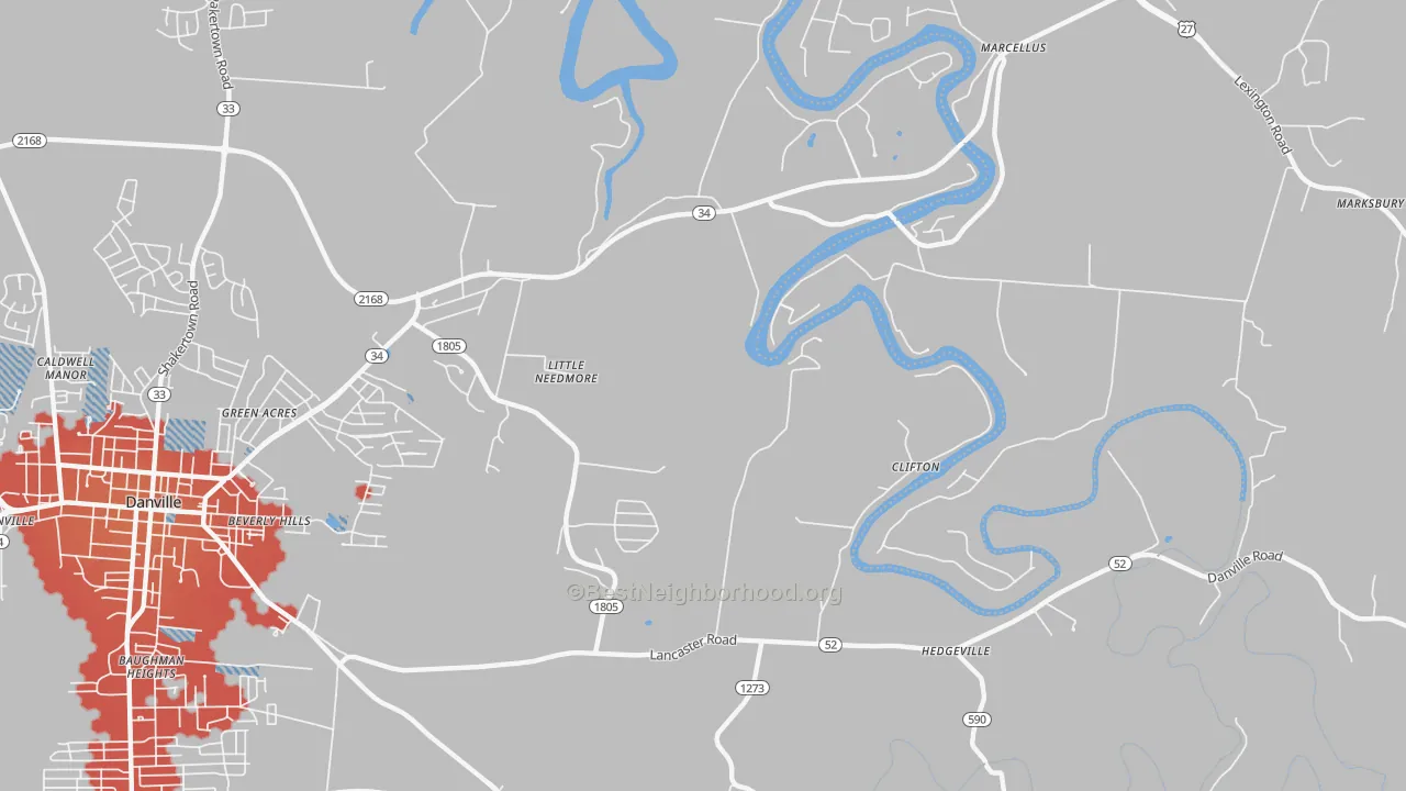 Transit Grade map of Little Needmore, KY