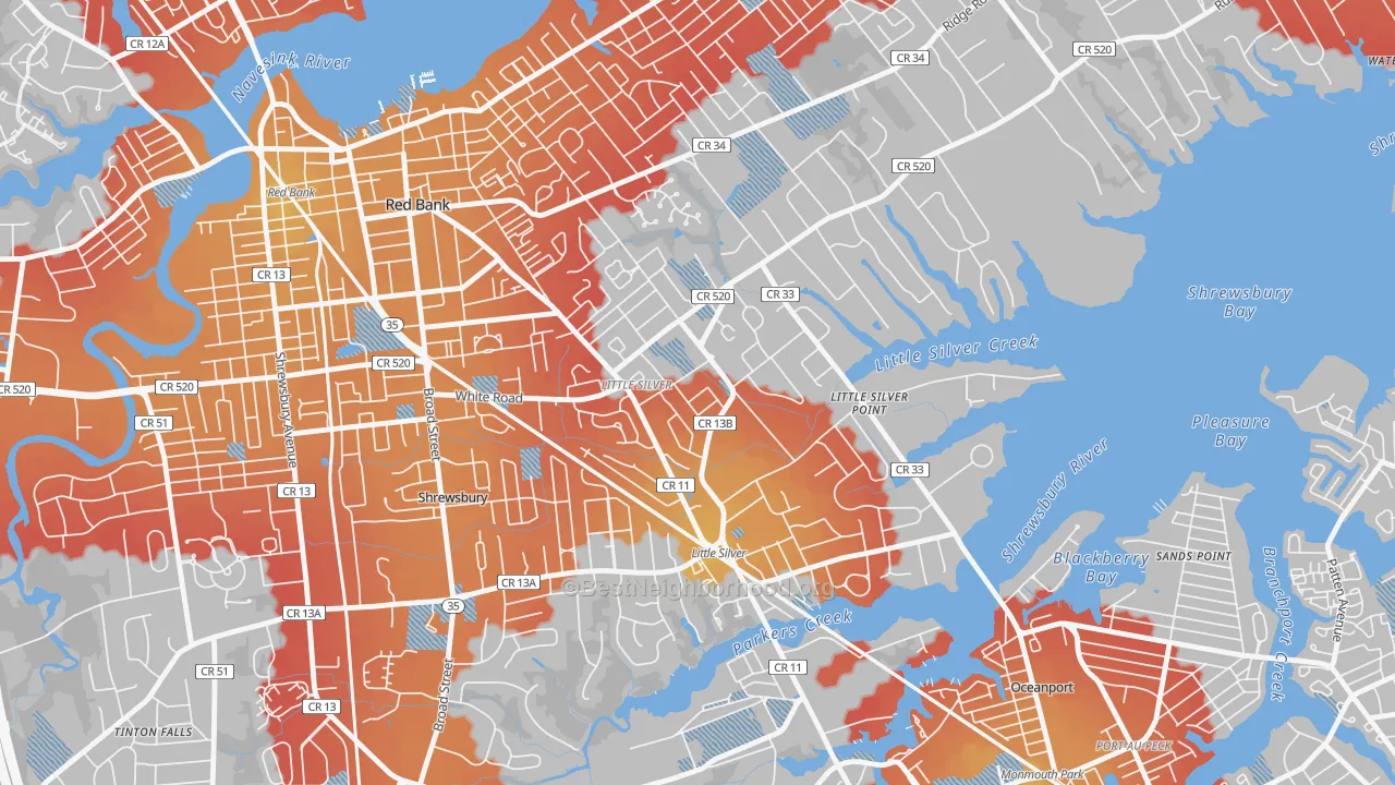 Transit Grade map of Little Silver, NJ