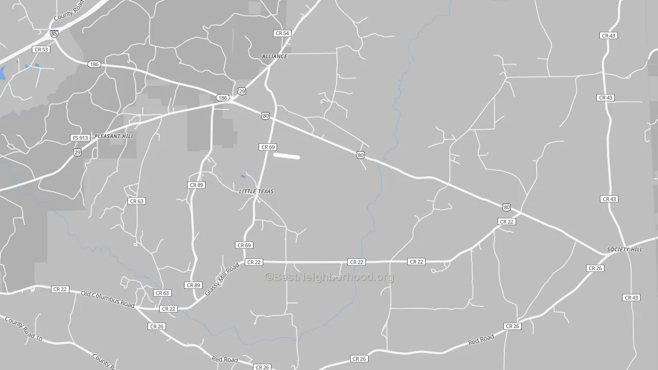 Transit Grade map of Little Texas, AL