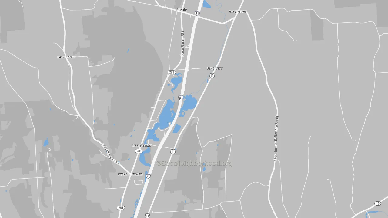 Transit Grade map of Little York, NY